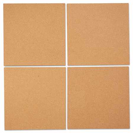 Universal Cork Tile Panels, Brown, 12 x 12, PK4 UNV43404